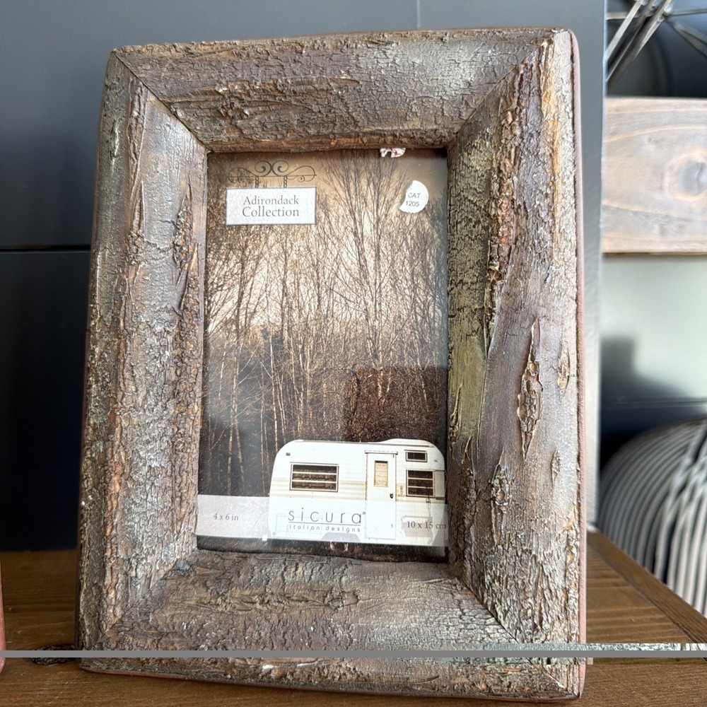 Sicura Adirondack Collection Faux Bark Resin 2, 4x6 Picture Frames Rustic Cabin - Picture 3 of 5